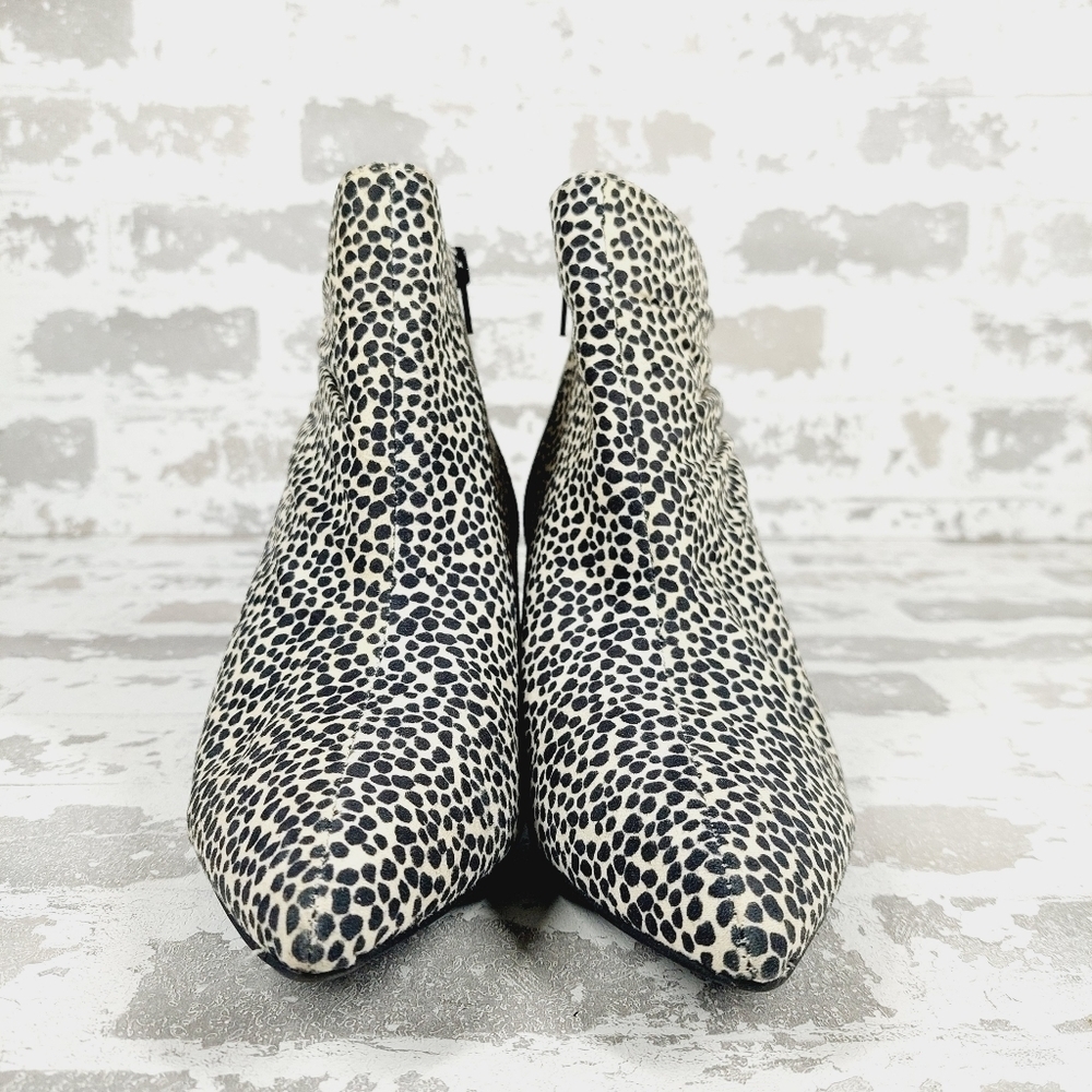 NEW Kelly & Katie Arina Animal Print Black White High Heel Ankle Boots D839 - Picture 3 of 12